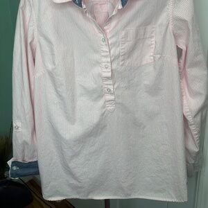 Tommy Hilfiger pink/white vertical striped long-sleeve button-down Medium